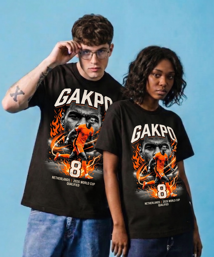 T-shirt unisexe pour fans Gakpo #8 Pays-Bas Qualifiés Coupe du Monde 2026