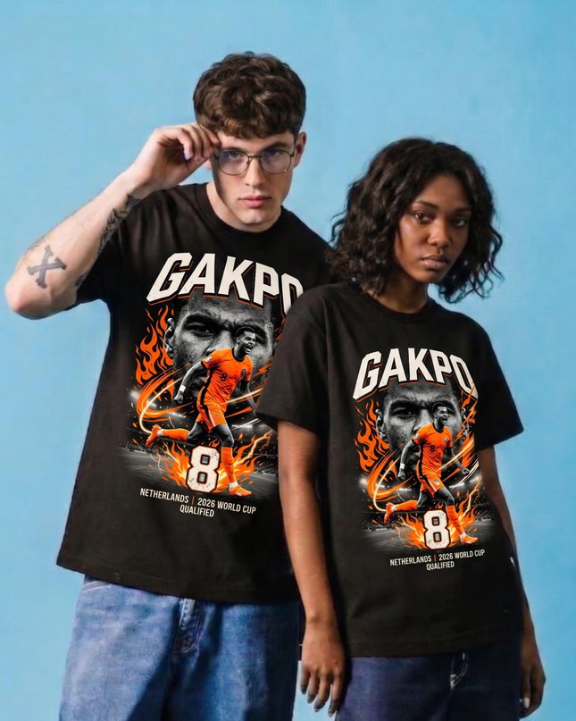 T-shirt unisexe pour fans Gakpo #8 Pays-Bas Qualifiés Coupe du Monde 2026