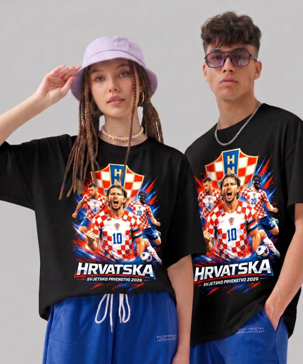 T-shirt unisexe fan Croatie Hrvatska édition Coupe du Monde de Football 2026