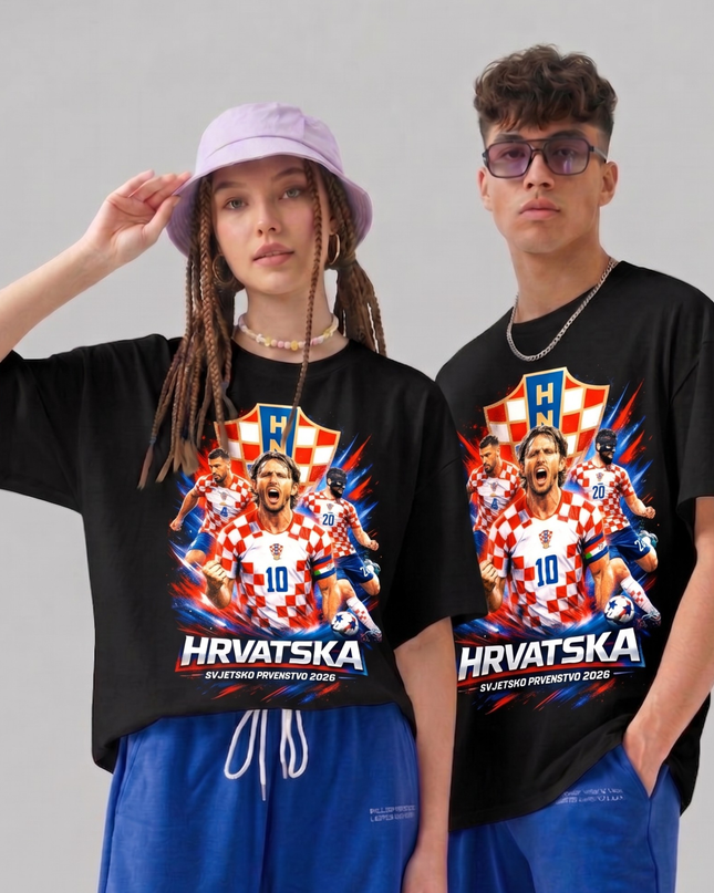 T-shirt unisexe fan Croatie Hrvatska édition Coupe du Monde de Football 2026
