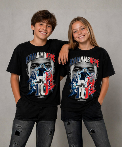 T-shirt de supporter enfant Kylian Mbappé France #10 Feu & Éclair