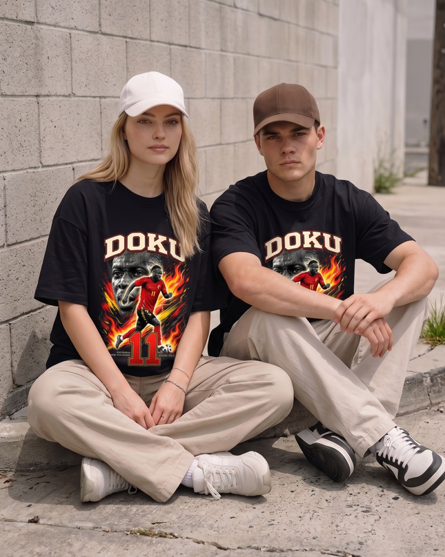 T-Shirt Unisexe Fan Jérémy Doku #11 Diables Rouges Belgique Coupe du Monde Football 2026