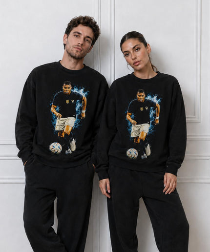Kylian Mbappé France Flamme Bleue Action Dribble Sweat Unisexe Fan