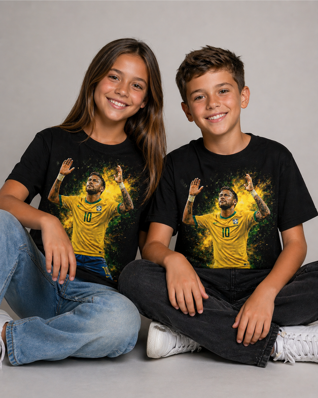 Neymar Jr Brazil #10 Celebration Kids Fan T-Shirt