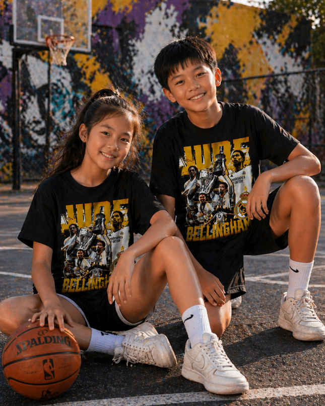 T-shirt Enfant Fan Jude Bellingham Real Madrid Trophée