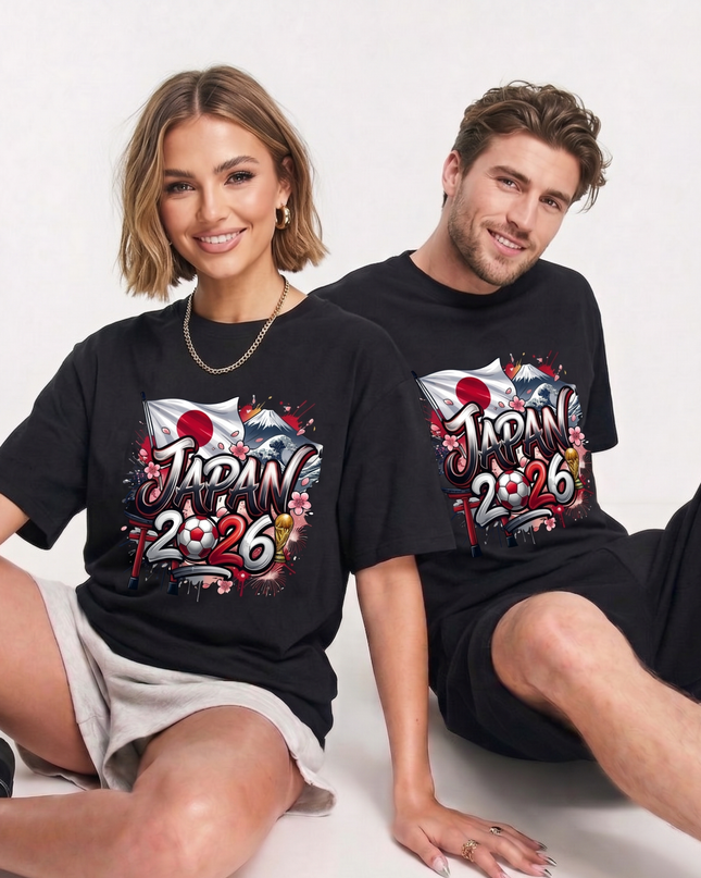 Japan 2026 Graffiti Sakura Mt. Fuji Celebration Unisex Fan T-Shirt