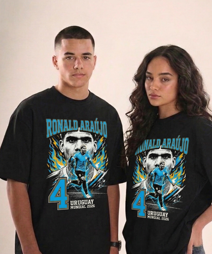 T-shirt unisexe Ronald Araújo #4 Uruguay Mondial 2026