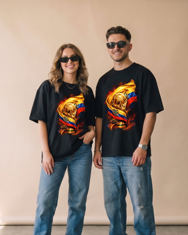 T-shirt unisexe pour les fans de la Coupe du Monde de Football 2026, édition trophée d'or de l'Équateur