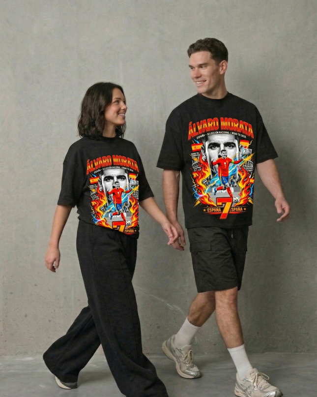 T-shirt Unisexe Fan Álvaro Morata #7 – Équipe Nationale Espagne Route vers 2026