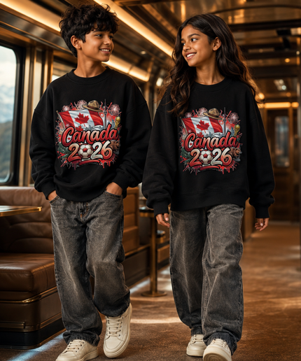 Canada 2026 Flag Graffiti Kids Fan Crewneck