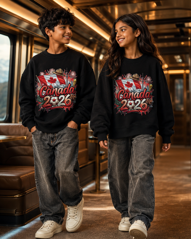 Canada 2026 Flag Graffiti Kids Fan Crewneck