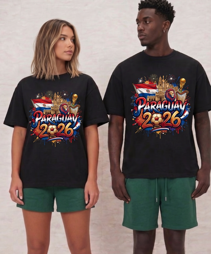 T-shirt Unisexe Coupe du Monde de Football Paraguay 2026 Édition Héritage Graffiti