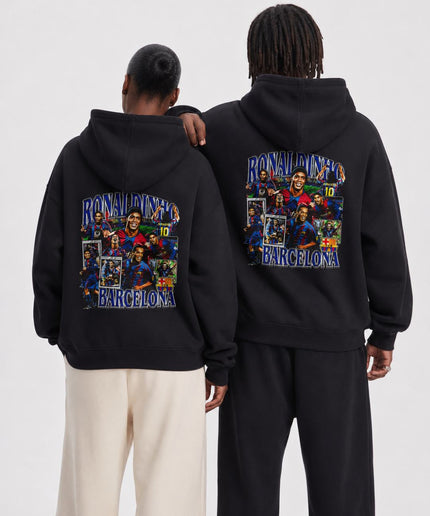 Ronaldinho #10 Barcelona Collage Rétro Bootleg Sweat à Capuche Adulte Fan