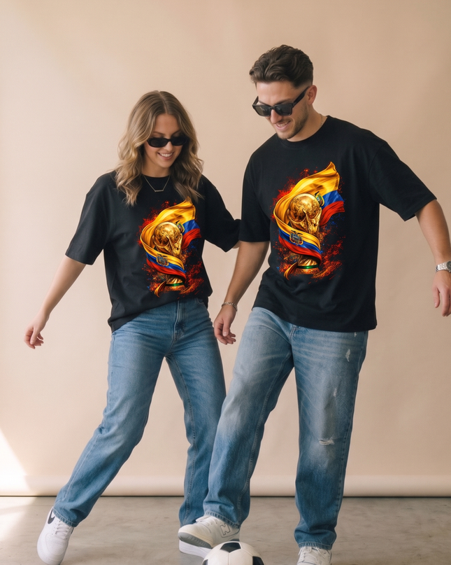 T-shirt unisexe pour les fans de la Coupe du Monde de Football 2026, édition trophée d'or de l'Équateur