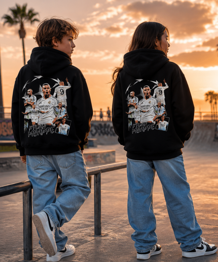 Kylian Mbappé Real Madrid Collage Script V2 Sweat à Capuche Enfant
