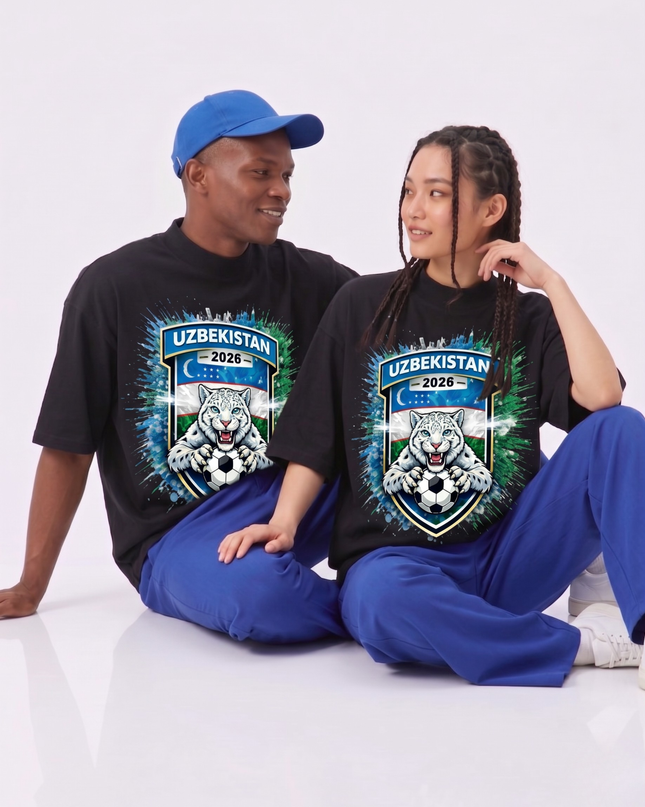 T-Shirt Unisexe Fan Coupe du Monde de Football 2026 Ouzbékistan Léopard des Neiges