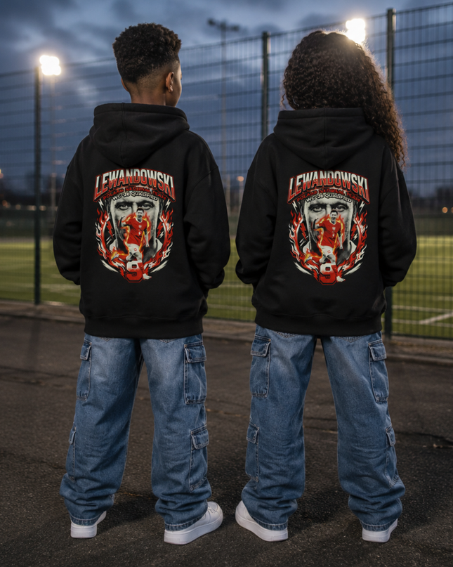 Robert Lewandowski #9 Poland WC 2026 Qualified Fire Kids Fan Hoodie