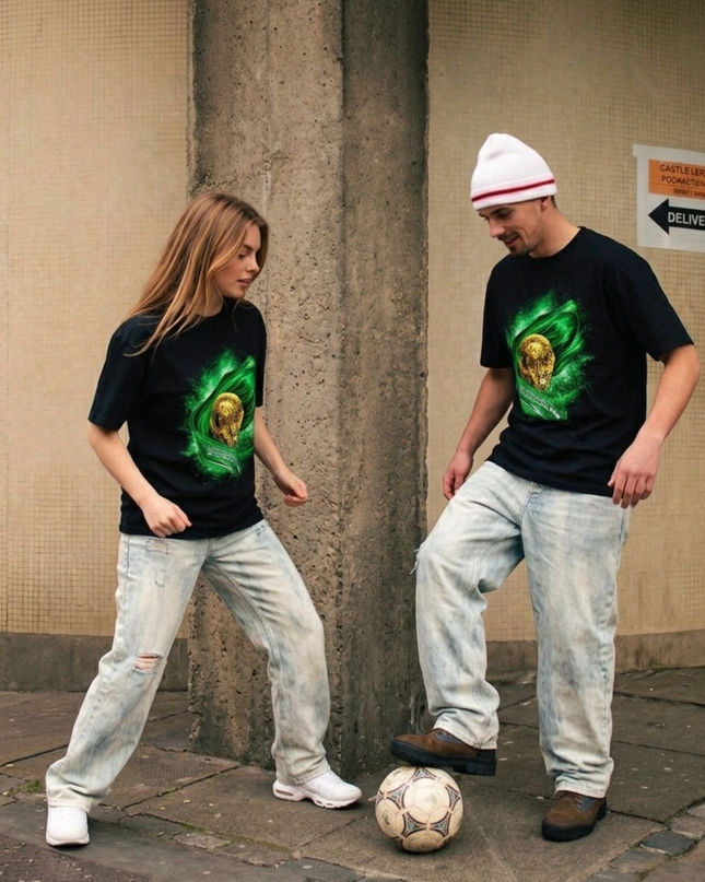 T-shirt unisexe fan Coupe du Monde 2026 de football - Drapeau Trophée Arabie Saoudite