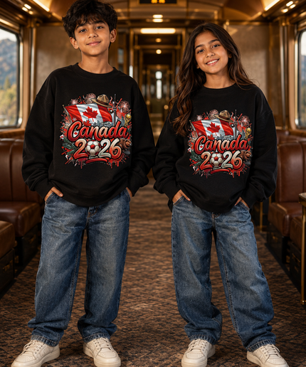 Canada 2026 Flag Graffiti Kids Fan Crewneck