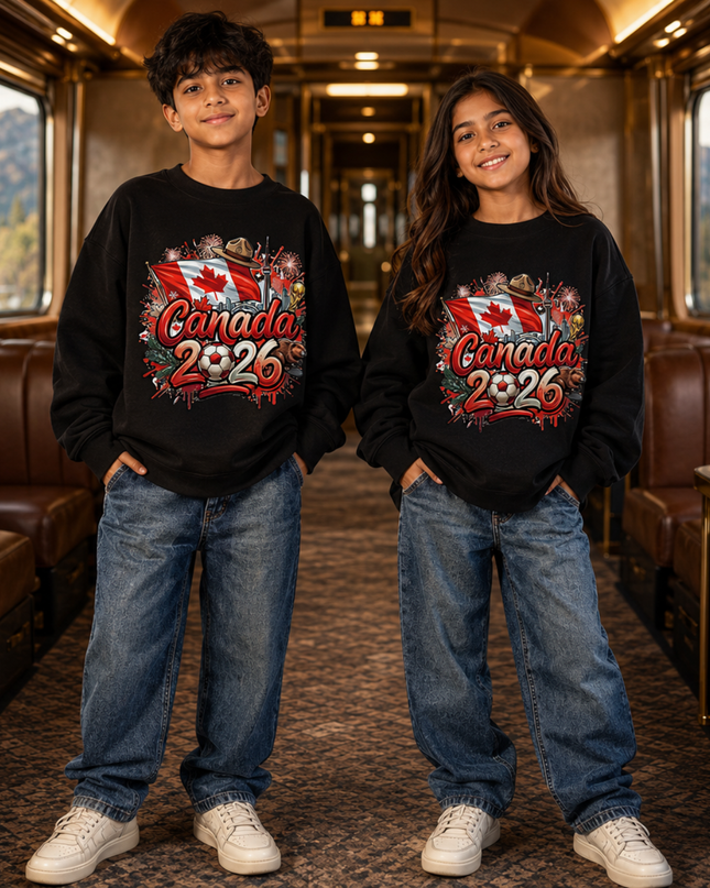 Canada 2026 Flag Graffiti Kids Fan Crewneck