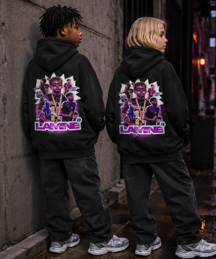 Lamine Yamal #19 Barcelone Lunettes de soleil néon violettes Bootleg Sweat à capuche pour enfants