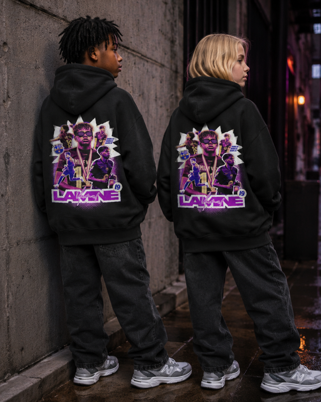 Lamine Yamal #19 Barcelona Purple Neon Sunglasses Bootleg Kids Fan Hoodie