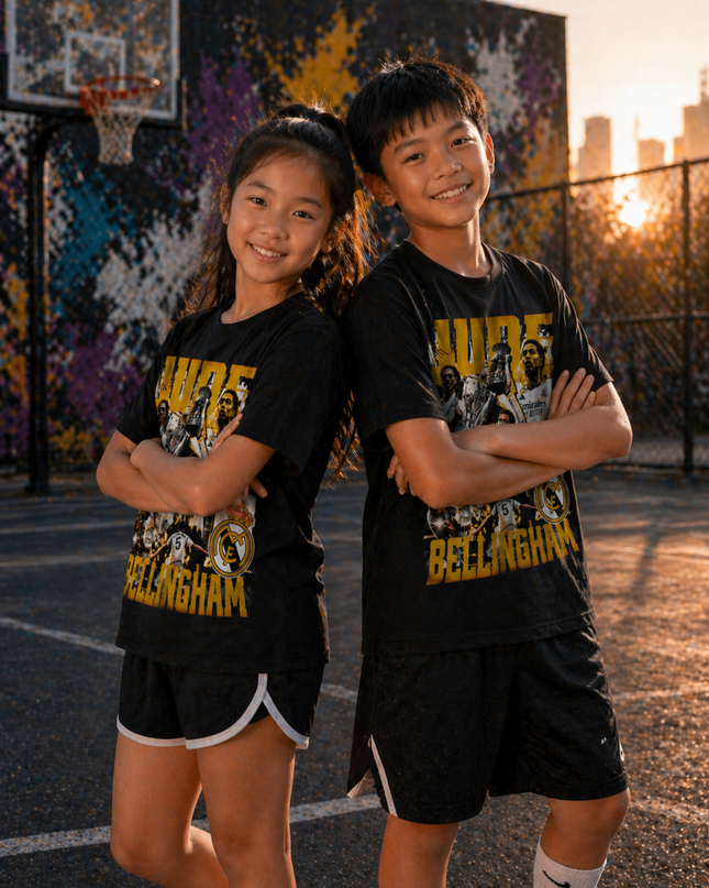T-shirt Enfant Fan Jude Bellingham Real Madrid Trophée