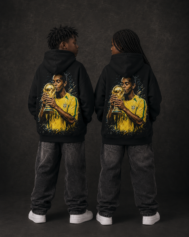 Ronaldinho Brazil Trophy Kiss Kids Fan Hoodie