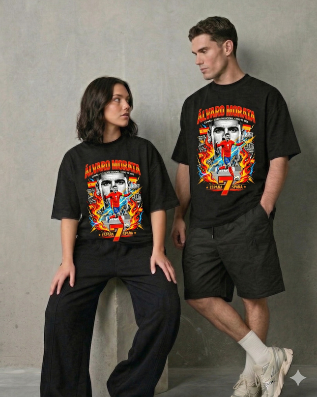 T-shirt Unisexe Fan Álvaro Morata #7 – Équipe Nationale Espagne Route vers 2026