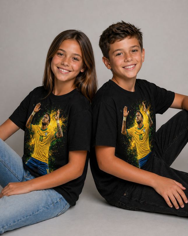Neymar Jr Brazil #10 Celebration Kids Fan T-Shirt