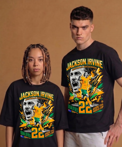 Jackson Irvine #22 Australia Socceroos 2026 Soccer World Cup Unisex Fan T-Shirt