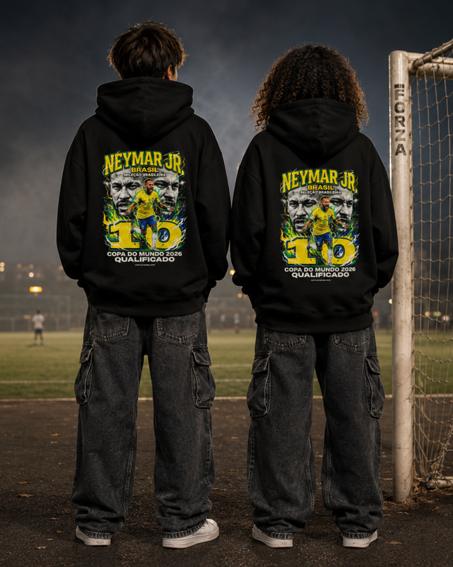 Neymar Jr Brasil Seleção Brasileira #10 Copa do Mundo 2026 Qualificado Kids Fan Hoodie