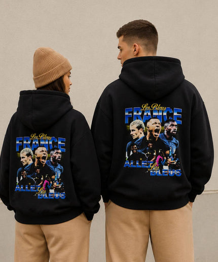 Les Bleus France Allez Les Bleus Retro Team Collage Unisex Fan Hoodie
