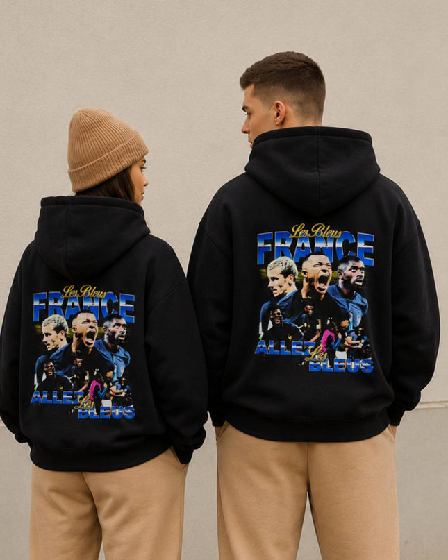 Les Bleus France Allez Les Bleus Retro Team Collage Unisex Fan Hoodie