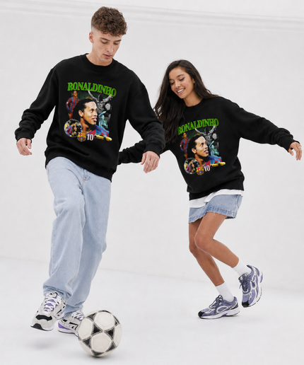Col en molleton unisexe Ronaldinho Barcelona rétro – collage pour les fans