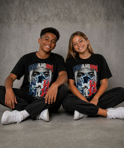 T-shirt de supporter enfant Kylian Mbappé France #10 Feu & Éclair