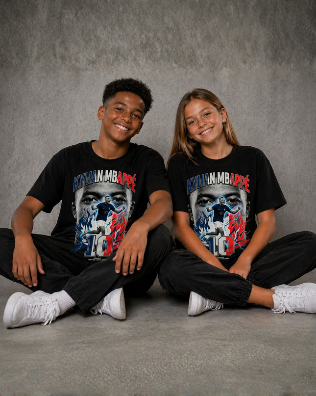 T-shirt de supporter enfant Kylian Mbappé France #10 Feu & Éclair