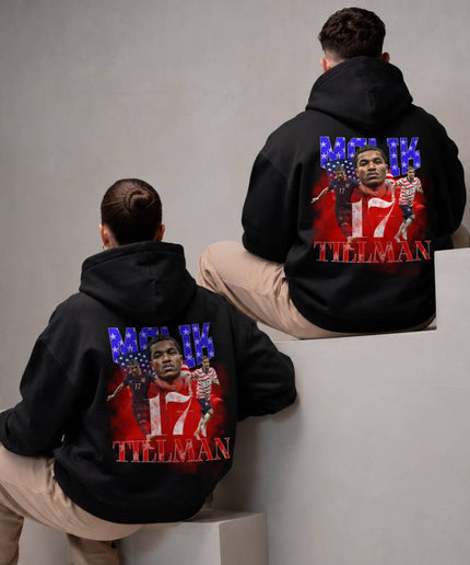 Malik Tillman USA #17 Red White Blue Vintage Bootleg Unisex Fan Hoodie