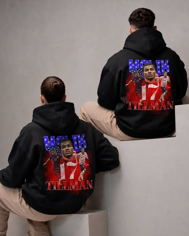 Malik Tillman USA #17 Red White Blue Vintage Bootleg Unisex Fan Hoodie