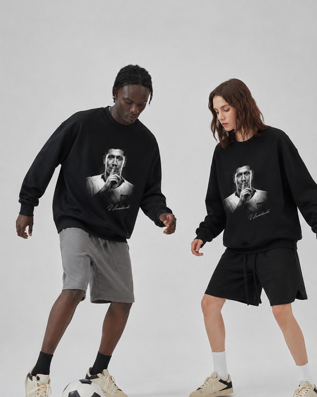 Robert Lewandowski Silence Portrait Unisex Fan Crewneck