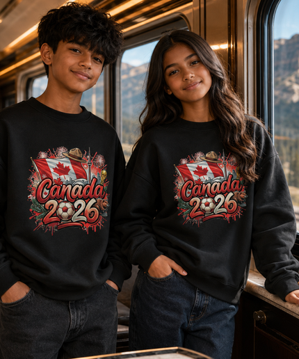 Canada 2026 Flag Graffiti Kids Fan Crewneck