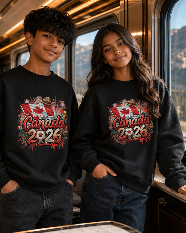 Canada 2026 Flag Graffiti Kids Fan Crewneck