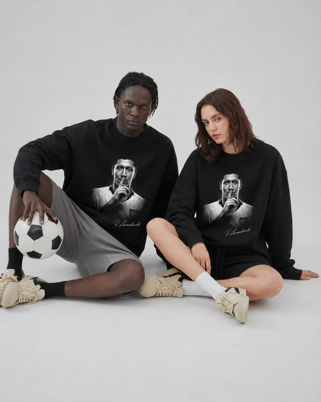 Robert Lewandowski Silence Portrait Unisex Fan Crewneck