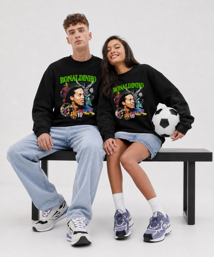 Col en molleton unisexe Ronaldinho Barcelona rétro – collage pour les fans