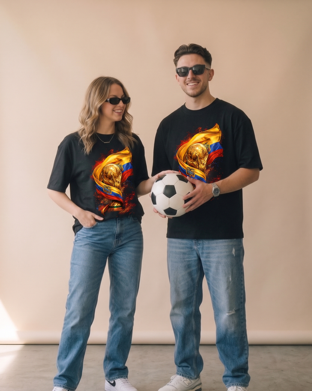 T-shirt unisexe pour les fans de la Coupe du Monde de Football 2026, édition trophée d'or de l'Équateur