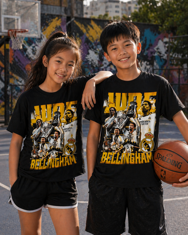 T-shirt Enfant Fan Jude Bellingham Real Madrid Trophée