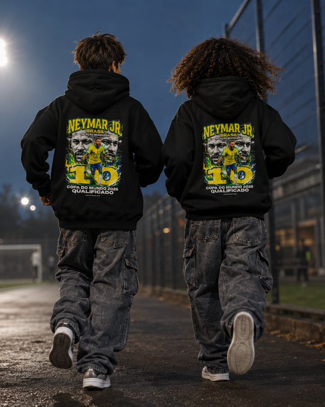 Neymar Jr Brasil Seleção Brasileira #10 Copa do Mundo 2026 Qualificado Kids Fan Hoodie