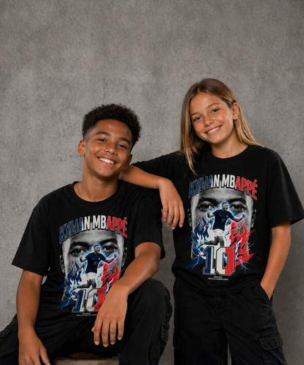 T-shirt de supporter enfant Kylian Mbappé France #10 Feu & Éclair