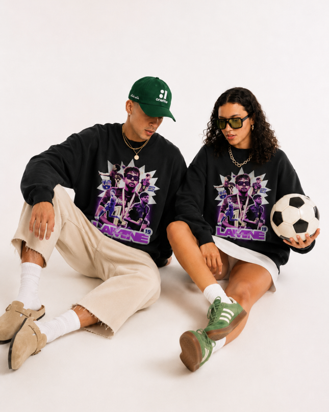 Lamine Yamal Barcelona Purple Neon Pop Art Unisex Fan Crewneck