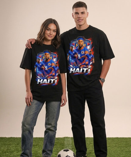 Haiti Squad Fire Collage Unisex Fan T-Shirt